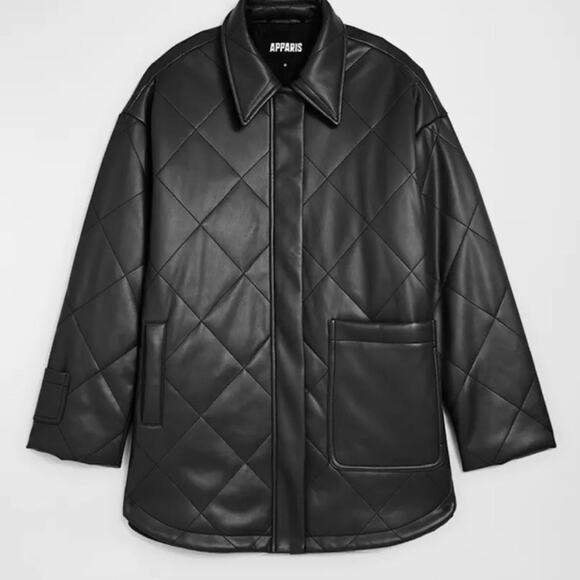 APPARIS Stevie Quilted Faux Leather Shirt Jacket XS NWT - Picture 8 of 14